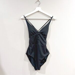 Red Carter Women One Piece Swimsuit M Black Strappy Chic Resort Minimalist